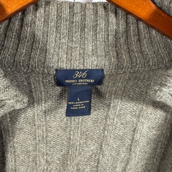 Brooks Brothers Lambswool Men's Ribbed Zip Up Cardigan in Gray - Picture 3 of 8
